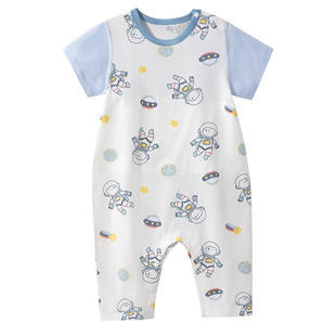 贝肽斯儿童睡衣春夏纯棉男女童睡袋家居服轻薄连体睡衣婴儿连体衣