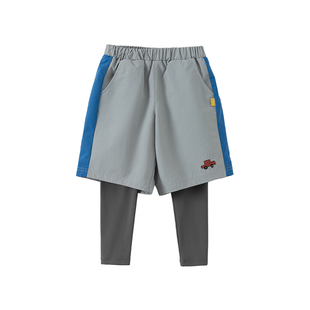 papa爬爬秋季新款儿童户外裤子休闲时髦洋气男女宝宝假两件运动裤