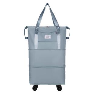 旅行双肩包带轮子滑轮大号行李包有轱辘双层折叠大容量万向轮背包