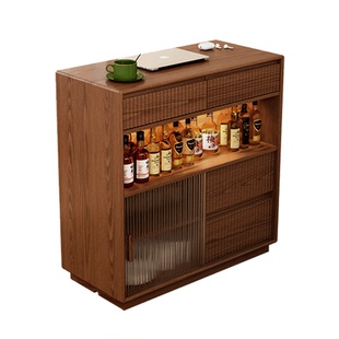 形影家具实木吧台隔断柜岛台吧台桌客厅玄关柜家用中古风沙发边柜