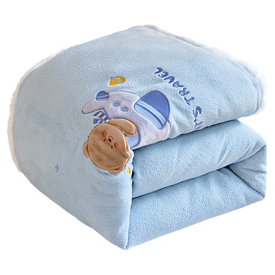 婴幼儿冬季牛奶绒加厚被套盖毯