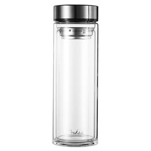 大容量水杯玻璃杯双层茶杯男女家用泡茶杯便携带盖带杯套透明杯子