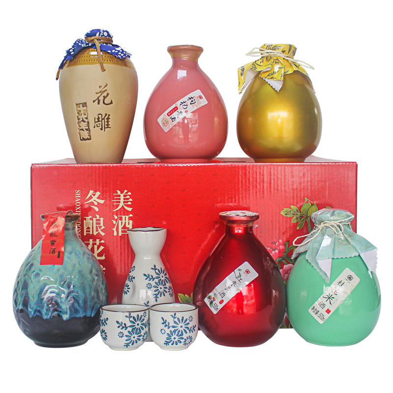 绍兴产糯米6瓶坛装礼盒花雕酒