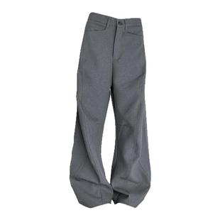 lnbeshowroom设计感阔腿西装裤男女秋冬宽松显瘦直筒拖地弯刀裤子