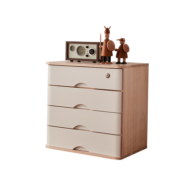 实木桌面收纳盒办公文具抽屉式整理盒电脑显示屏增高架带锁斗柜