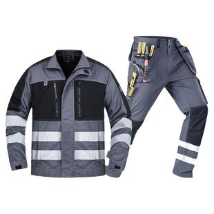 酷格邦尼反光条工作服套装耐磨汽修机修耐脏灰户外安全定制劳保服