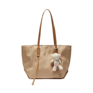 三福挎包女包2025新款简约复古通勤包包大容量妈咪包托特包468265