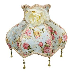 台灯布艺灯罩 欧式复古宫廷吊珠蕾丝田园公主床头落地灯罩配件