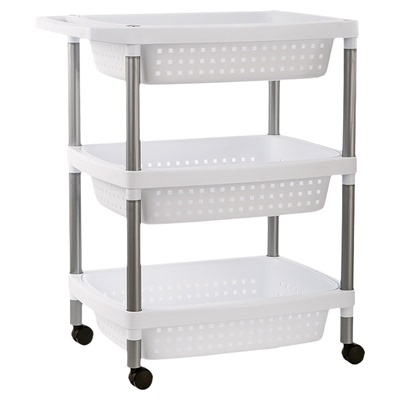 TATAY利快三层移动收纳架小推车厨房置物架带轮储物整理架多功能