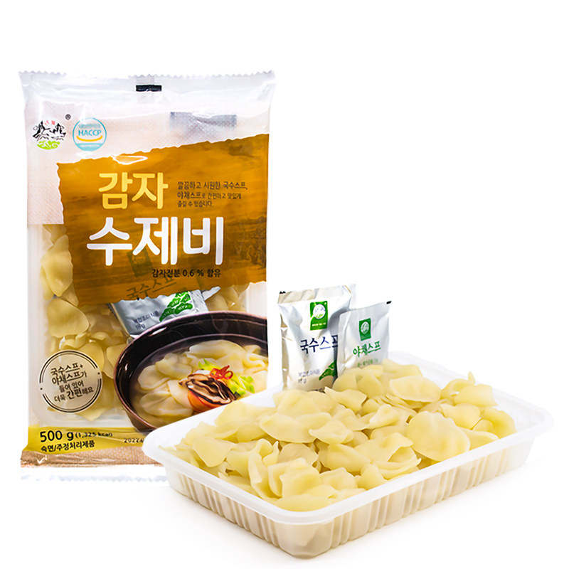 韩国进口手工土豆面片内有汤料包方便速食片片爽滑 500g