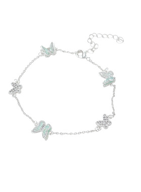 薄荷蓝蝴蝶珍珠手链小众高级感