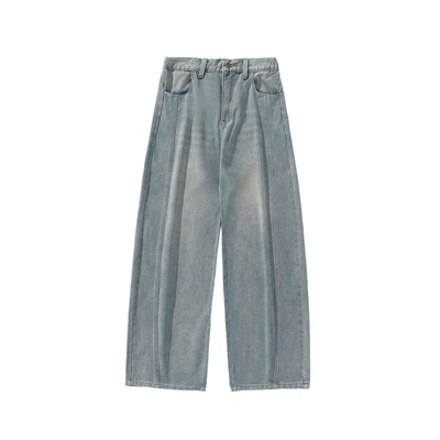 拉链长裤萝卜裤宽松版型牛仔裤