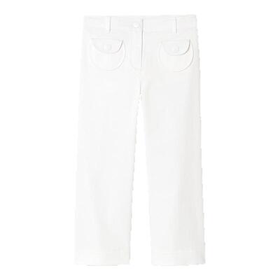 Jacadi亚卡迪法式女童法式白色直筒休闲裤春秋新款阔腿裤2040726