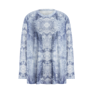 IAmMIX27圆领套头针织衫女新款设计感晕染抽象印花亲肤休闲上衣女