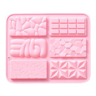 6种板状长方形diy巧克力模具硅胶华夫饼蛋糕装饰插片翻糖烘焙工具