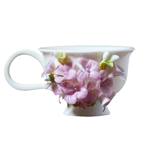 非遗手捏花陶瓷水杯绣球花咖啡杯茶杯杯子新年送女生闺蜜生日礼物