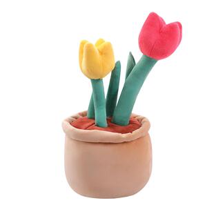 天威林盆栽系列太阳花郁金香仙人掌毛绒玩具安抚公仔玩偶植物摆件