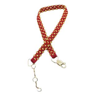 18K金芝麻红绳手链女本命年转运好运 宽版双波浪手工蜡线蜡绳编织