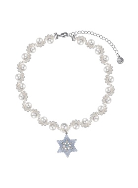 鱼头星星甜酷风轻奢精致冰晶雪花设计锁骨链珍珠项链女生礼物正品