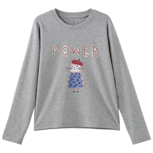 女大童韩版卡通修身T恤2026春装新款初中生小版打底衫学生长袖棉T