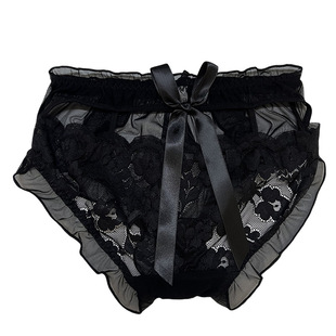 蕾丝内裤女大码中腰包臀性感舒适甜美可爱大蝴蝶结纯欲女士三角裤