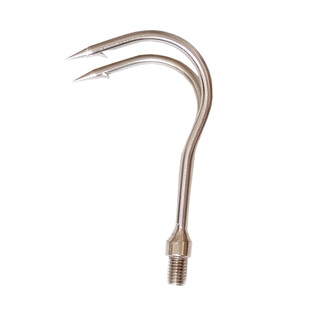 不锈钢钓鱼搭钩头带倒刺双齿钩鱼神器海钓搭钩子大全取物长杆伸缩