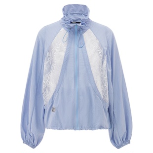 uhot/诱货26春蓝色蕾丝拼接外套清新甜酷柔美力量感穿搭UWLS2W328
