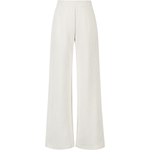 衣香丽影米色羊毛休闲裤女2025年冬装新款薄绒软糯慵懒风直筒裤子