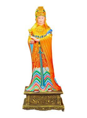 藏式十三寸妈祖仿古鎏金铜像摆件