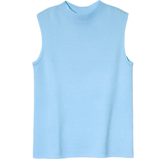 古石后原创美丽诺羊毛背心女内搭半高领弹力修身无袖上衣打底衫