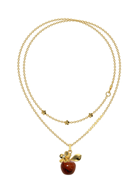 MARSEVEN 闪光派对系列金色转花苹果项链小众简约百搭饰品新年款