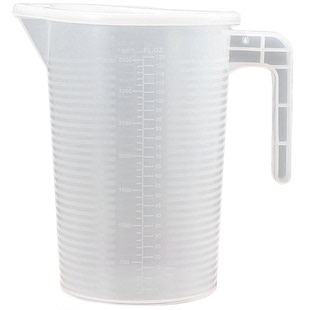 耐热冷可开水加厚塑料PP刻度计量杯带盖烘焙奶店茶实验量筒5000ml
