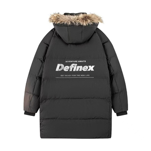 DEFINEX2025秋冬潮流字母LOGO中长款连帽羽绒服加厚保暖款式外套