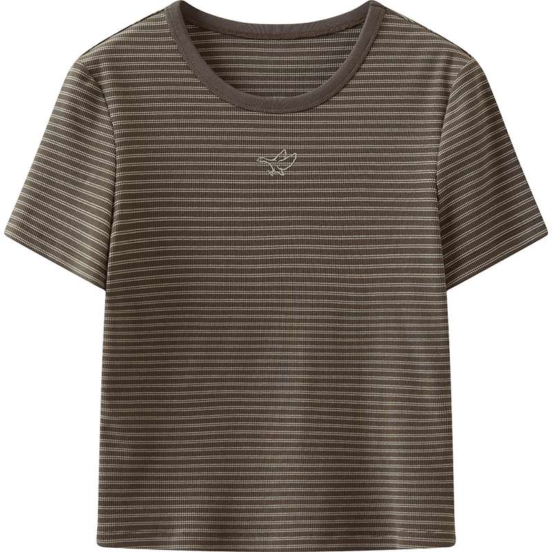 【商场同款】播26夏新品短款T恤女圆领条纹上衣BDT2YD1742