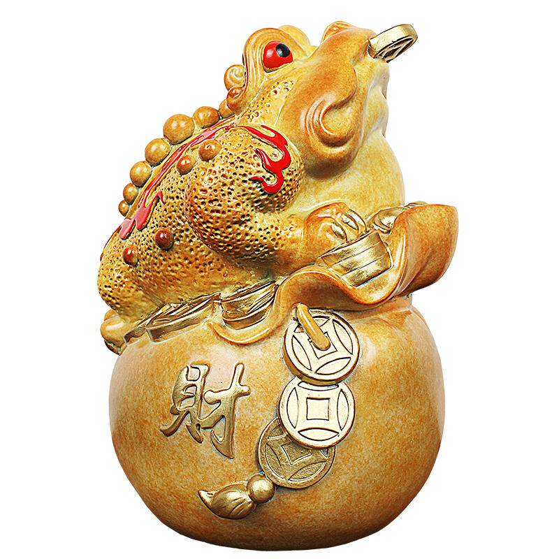 财福兴旺钱袋子三足金蟾招财摆件