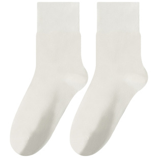 无骨袜子女夏季薄款棉袜防臭中筒袜夏天白色堆堆袜松口月子袜超薄
