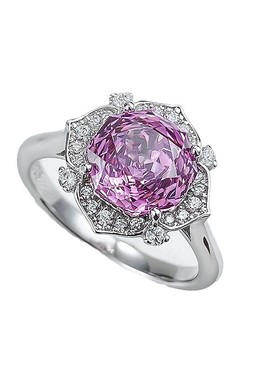 S925纯银紫色玫瑰切冰花锆石花朵戒指女生轻奢大紫钻仿真钻戒礼物