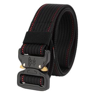 本命年双环扣战术户外腰带作训军训尼龙工装布腰带皮带红色帆布男