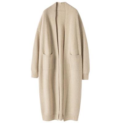 随性大气厚实羊绒中长款过膝毛衣