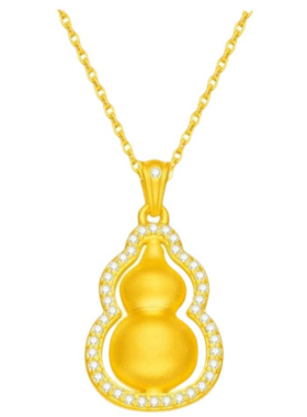 金包银旋转葫芦吊坠镶钻锁骨链