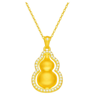 水贝黄金金店同款金包银旋转葫芦吊坠古法镶钻福禄项链锁骨链礼物
