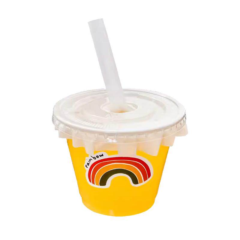 迷你果汁饮料杯mini奶茶杯子一次性咖啡杯带盖自制六一儿童节杯
