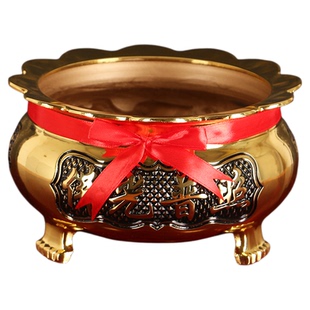 圆通佛具香炉家用室内供佛纯黄铜合金三脚三足香炉上香供财神关公