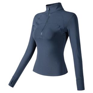 岚纹瑜伽服女加绒立领跑步运动服上衣弹力训练健身服长袖秋冬新款