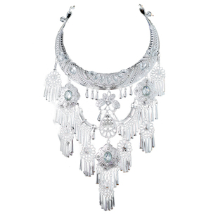 民族风复古苗疆大项圈仿苗银手工百搭项链配饰长流苏日常旅拍配饰