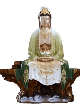 台湾铜雕掐丝珐琅彩禅定观音佛像