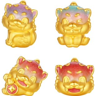 周六福黄金转运珠5d硬金定价九华山系列可爱谛听路路通新年礼物