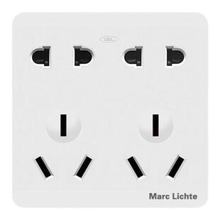 暗线家用插座开关墙壁暗装10a二二三三10孔十孔插座面板白色 86型