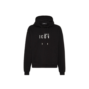 【4折】DSQUARED2/D2次方  男士简约黑色连帽套头卫衣