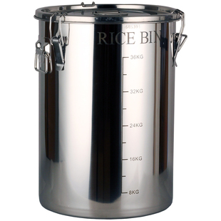 304不锈钢密封桶米桶加厚带盖家用防虫杂粮储物罐面粉食物储物桶
